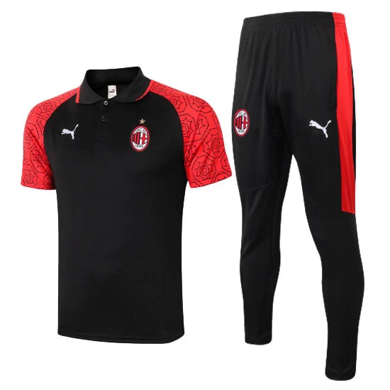 Polo AC Milan Conjunto Completo 2020-21 Negro Rojo